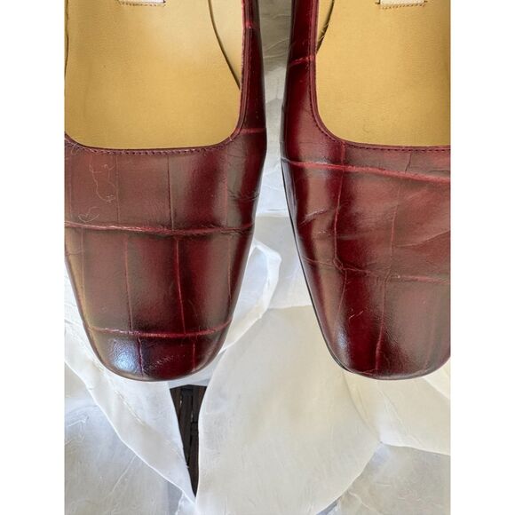 Etienne Aigner Burgundy Croc-Embossed Heels, Classic Vintage Style - Picture 2 of 12